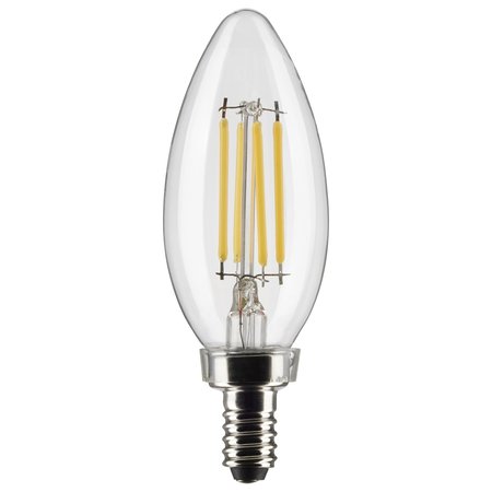 SATCO 4 Watt B11 LED Lamp, Clear, Candelabra Base, 90 CRI, 3000K, 120 Volts S21265